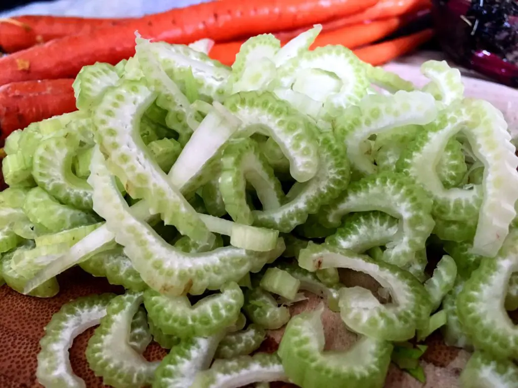 sliced celery and whole carrots