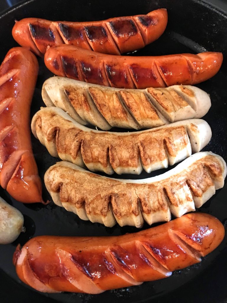 cooked sausages for German currywurst