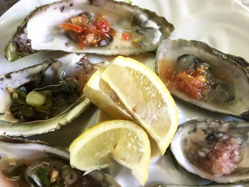 oysters with garnishes