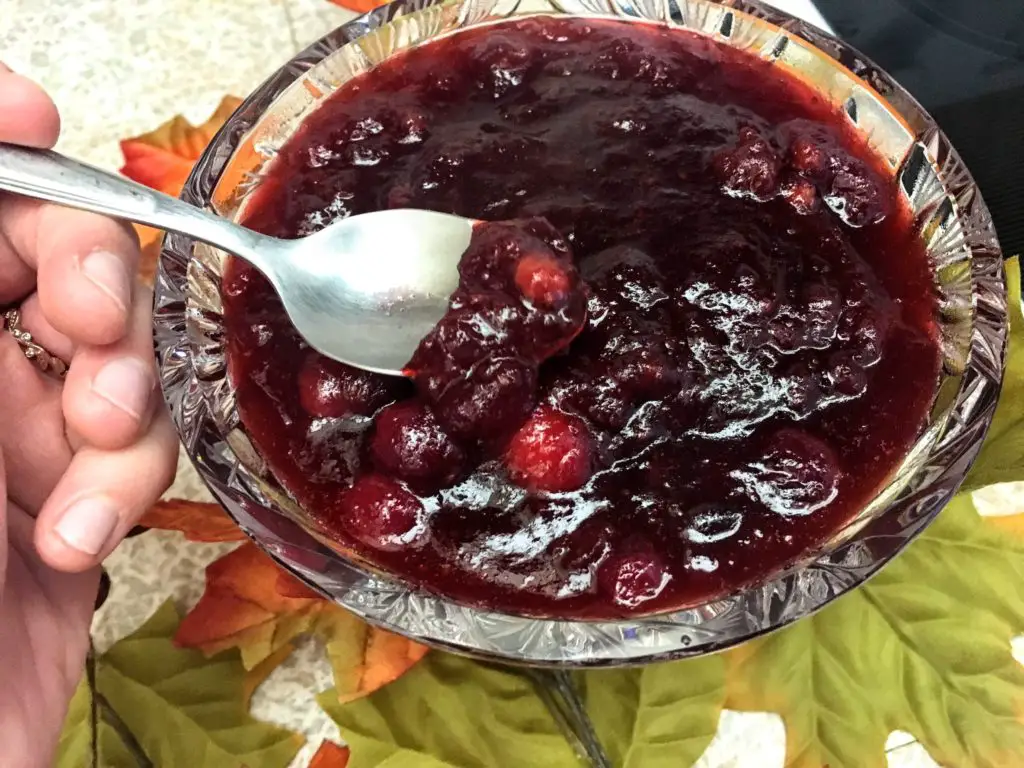 cranberry sauce and a spoon