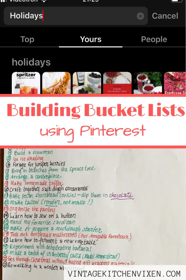 building bucket lists using Pinterest pin