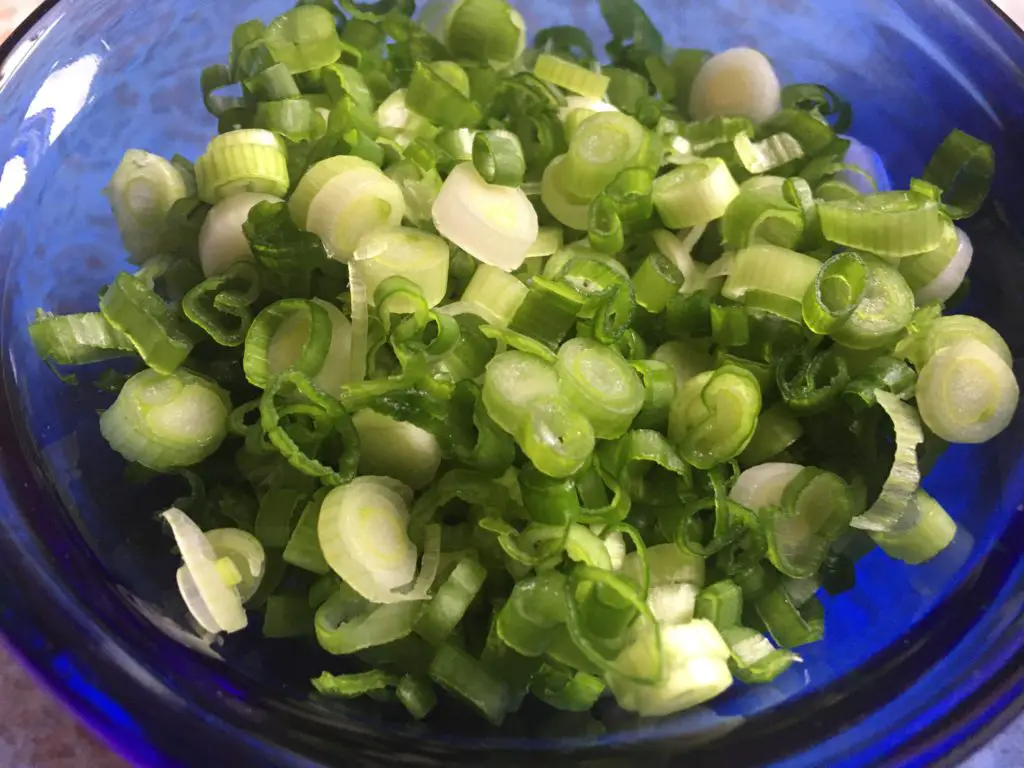 sliced green onions for cast iron pork and shrimp burgers