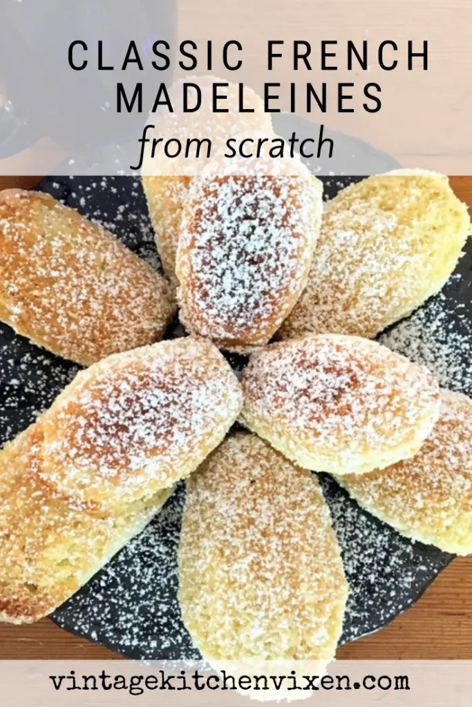 Pinterest image for classic french madeleines
