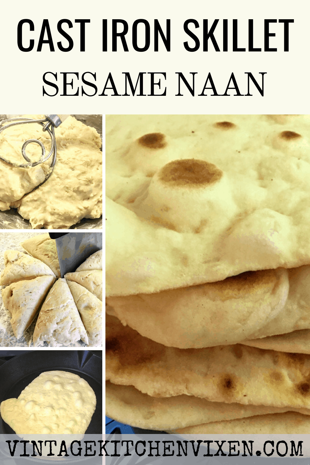 Sesame Naan Bread A Cast Iron Skillet Recipe Vintage Kitchen Vixen