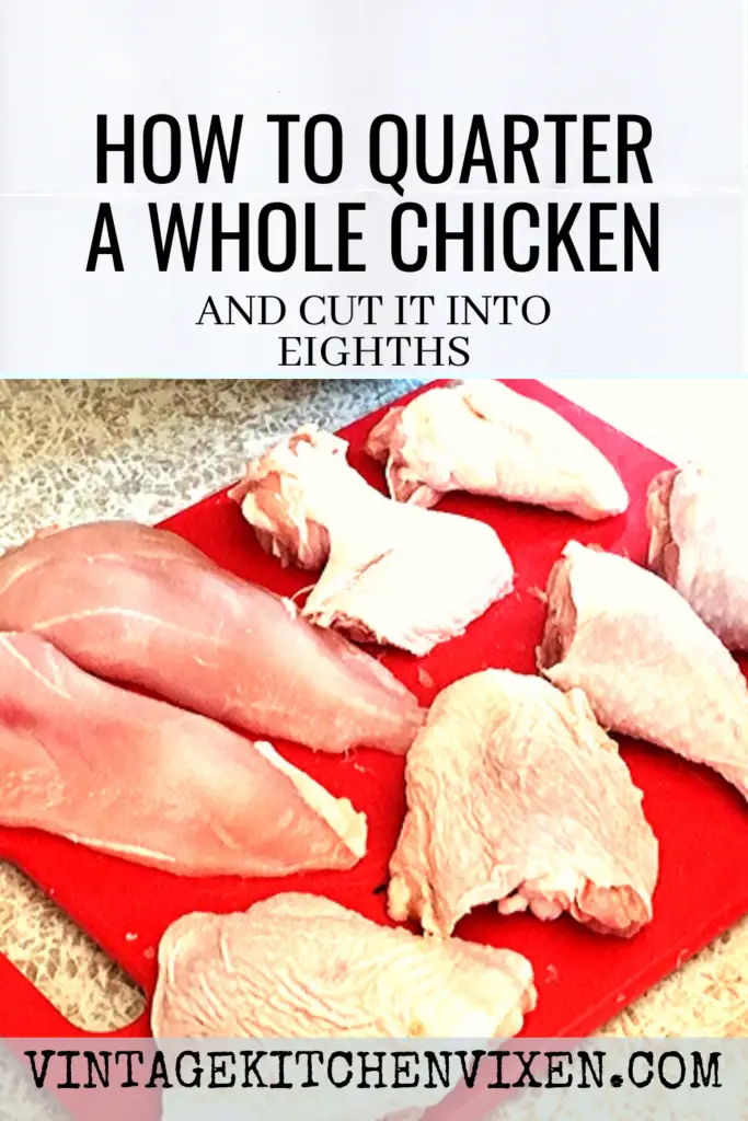 how to quarter a whole chicken pinnable image