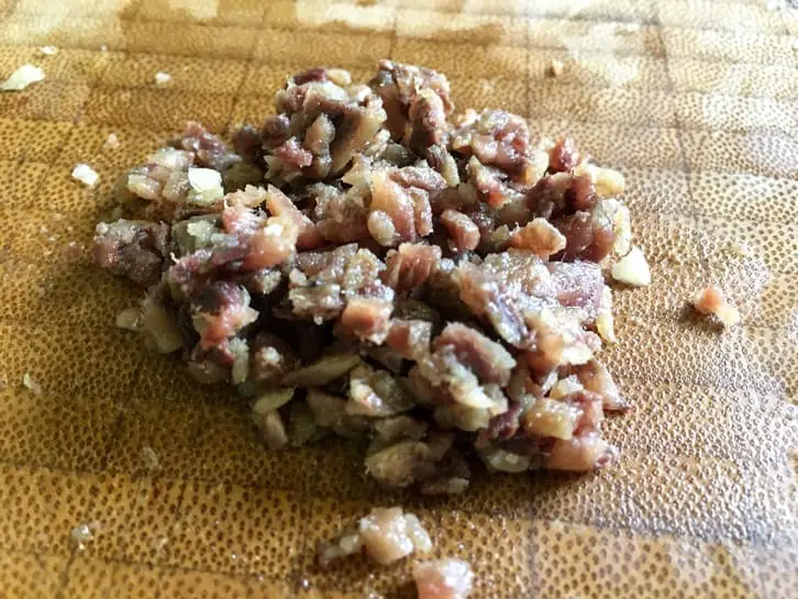 Minced anchovies for pan-fried chicken caesar salad dressing