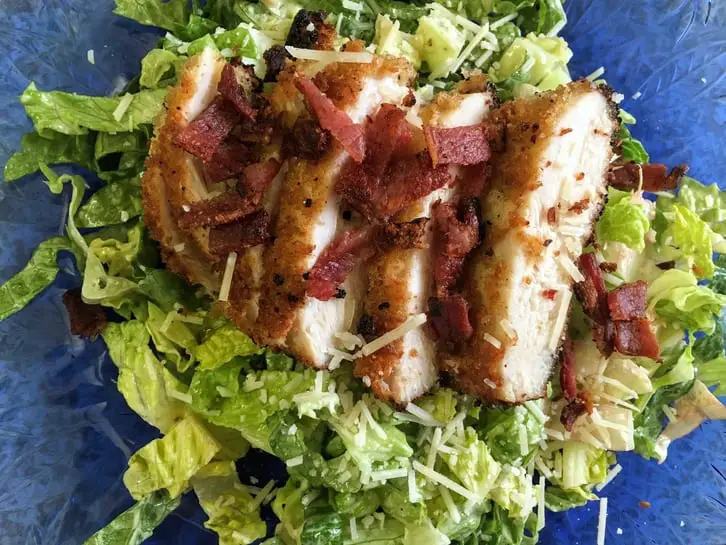 pan-fried chicken caesar salad