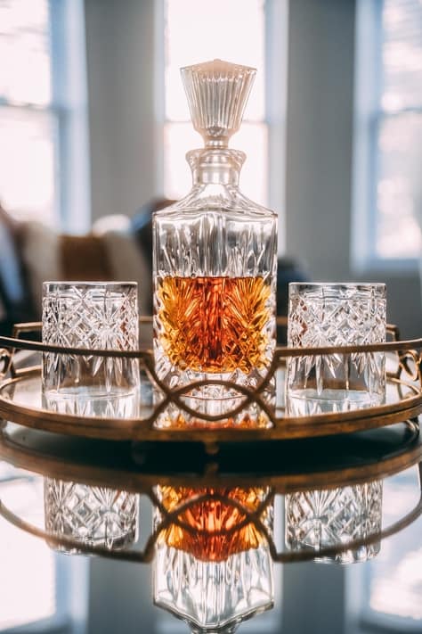 decanter of whisky in the liquor cabinet
