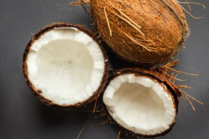 whole coconut and coconut halves