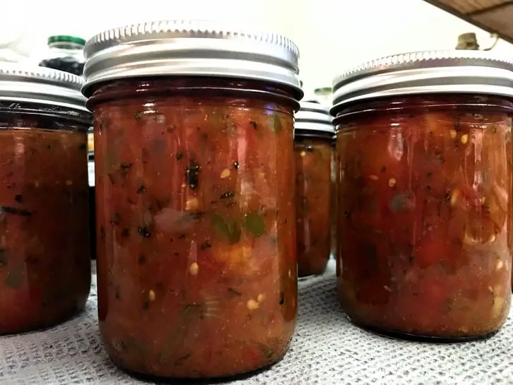 stocking up the pantry with homemade salsa