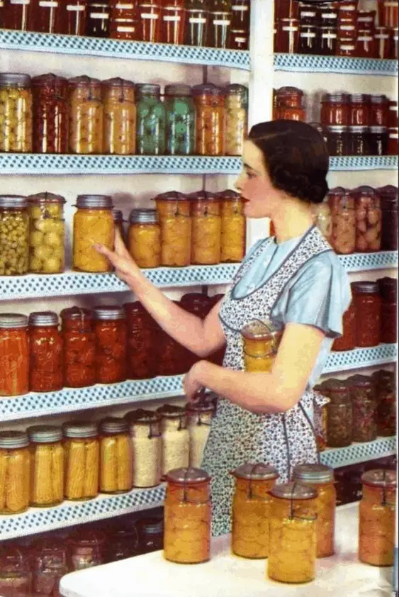 vintage photo of a woman in her larder