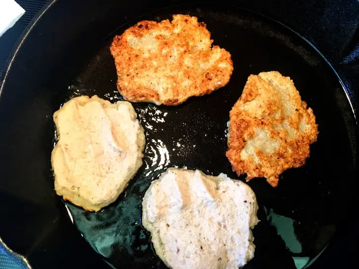 flipping German potato pancakes