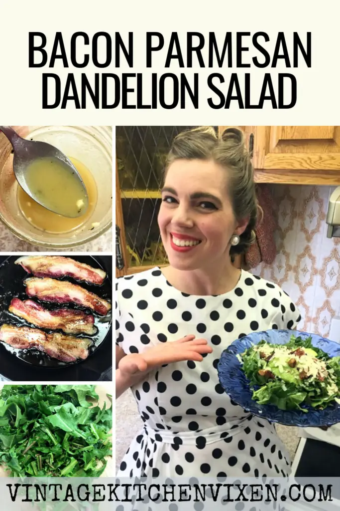 bacon parmesan dandelion salad pin