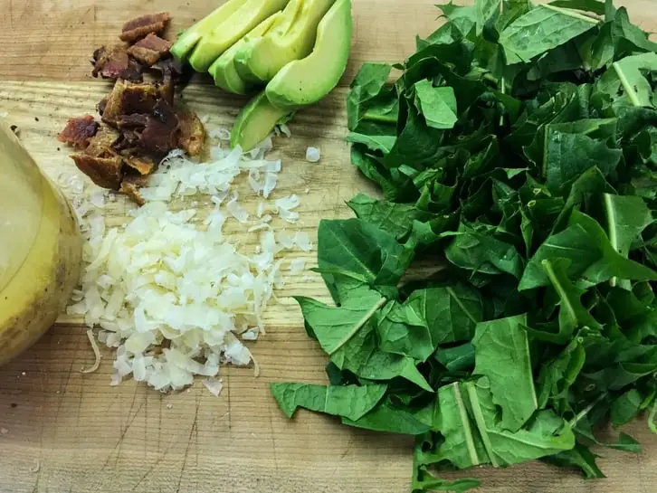 bacon parmesan dandelion salad ingredients