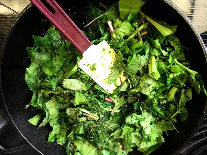 garlic mustard and wild leek sauté