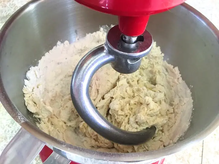 mixing dough with a stand mixer