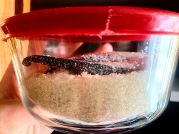 container of homemade vanilla sugar